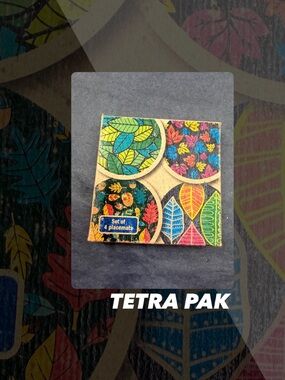 NIB Tetra Pak Set Of 4 Coasters